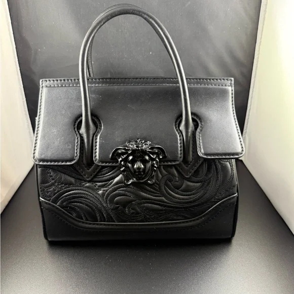 2019 Versace Black Palazzo Empire Crystal Baroque embellished Medusa Women's Bag - Picture 1 of 8